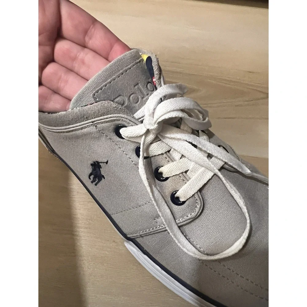 Ralph Lauren Polo Faxon Low Sneakers Men's 13D Gray Canvas Lace Up‎ Flower Print
